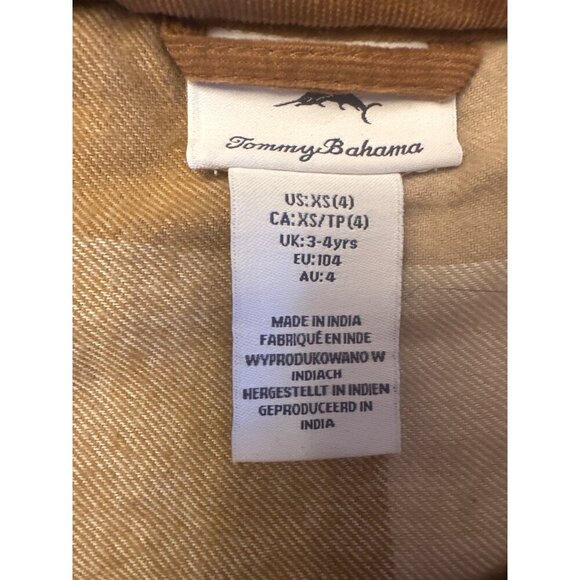 Tommy Bahama Kids Tan Quilted Vest XS 4 Cotton Shell Polyester Fill Pockets - Picture 2 of 5